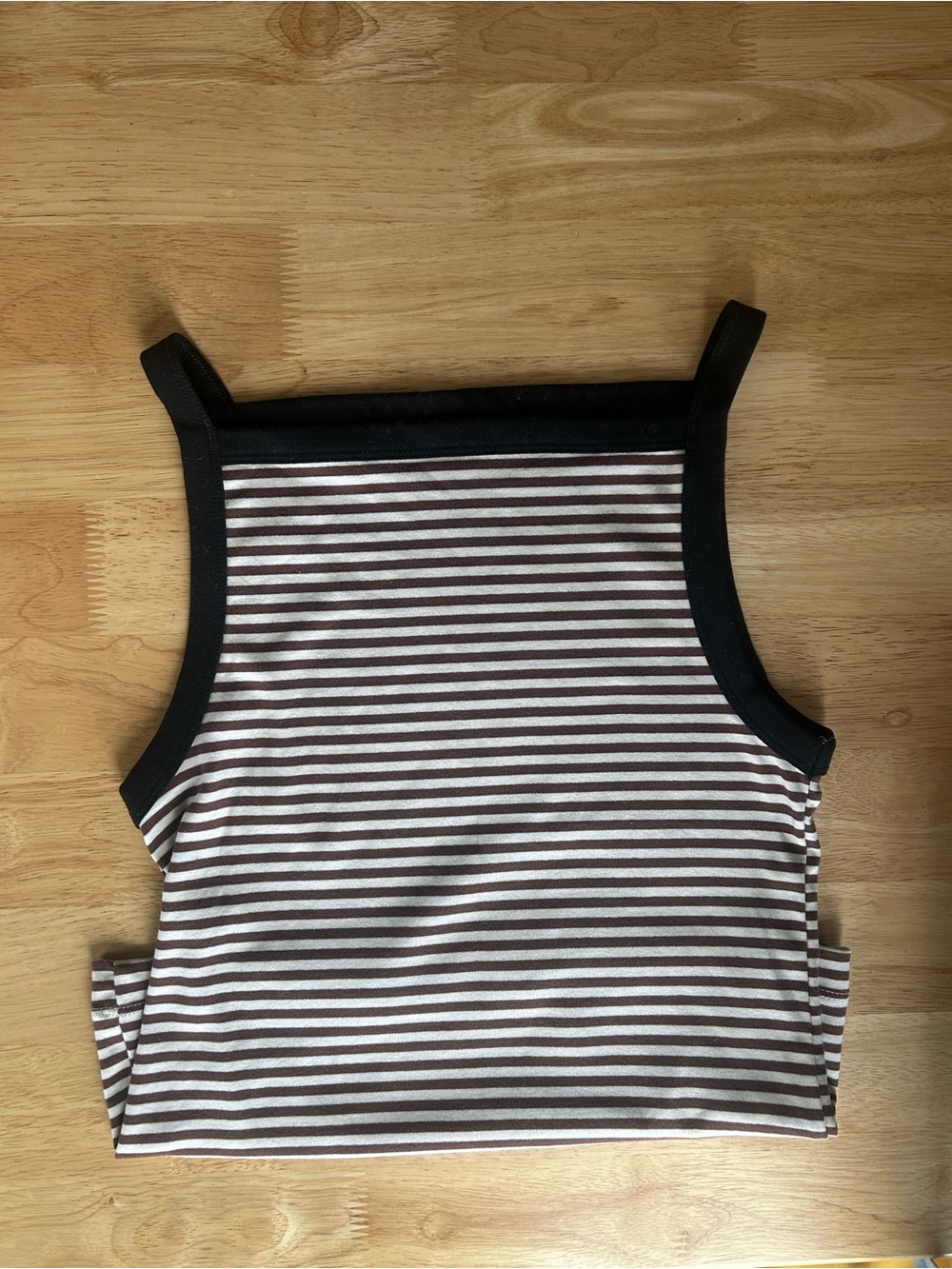 Old Navy Brown and White Striped Square Neck Tank Medium